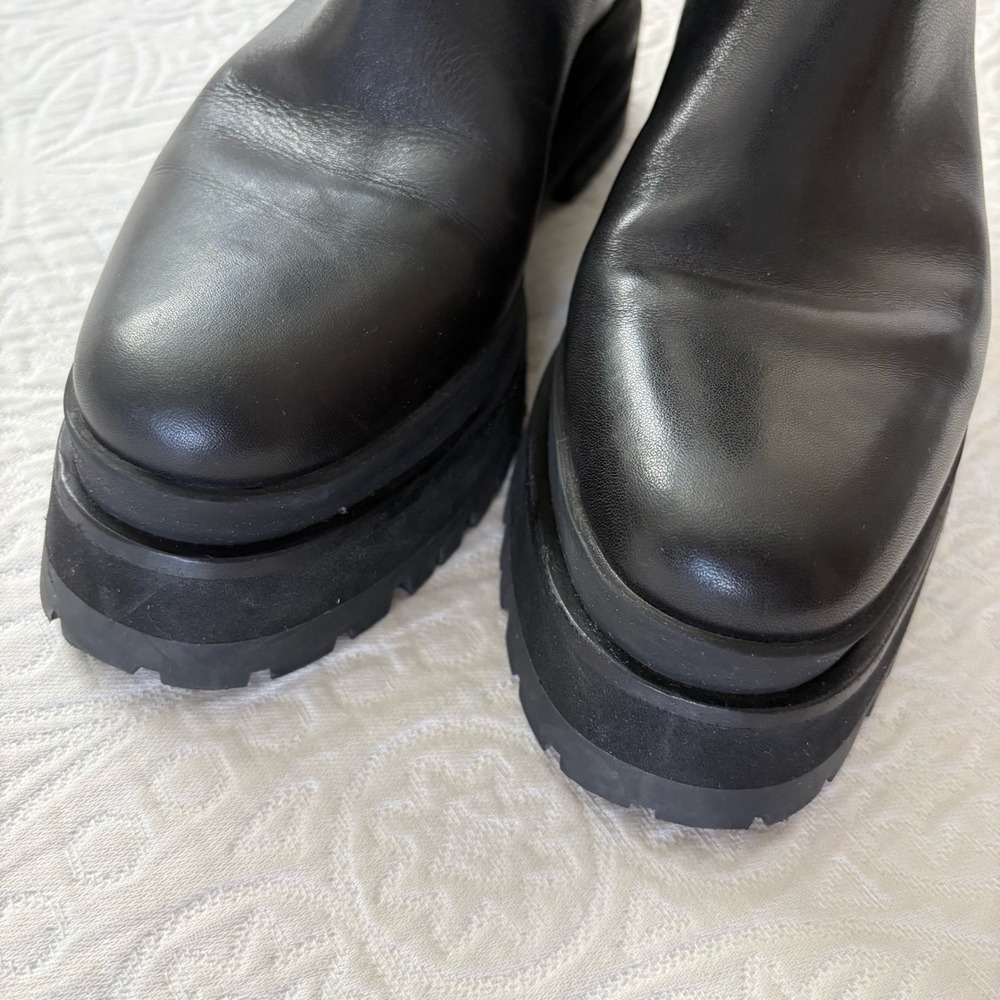 Loeffler Randall Toni Leather Lug-Sole Platform Boots, Black Sz 8 - Picture 5 of 9